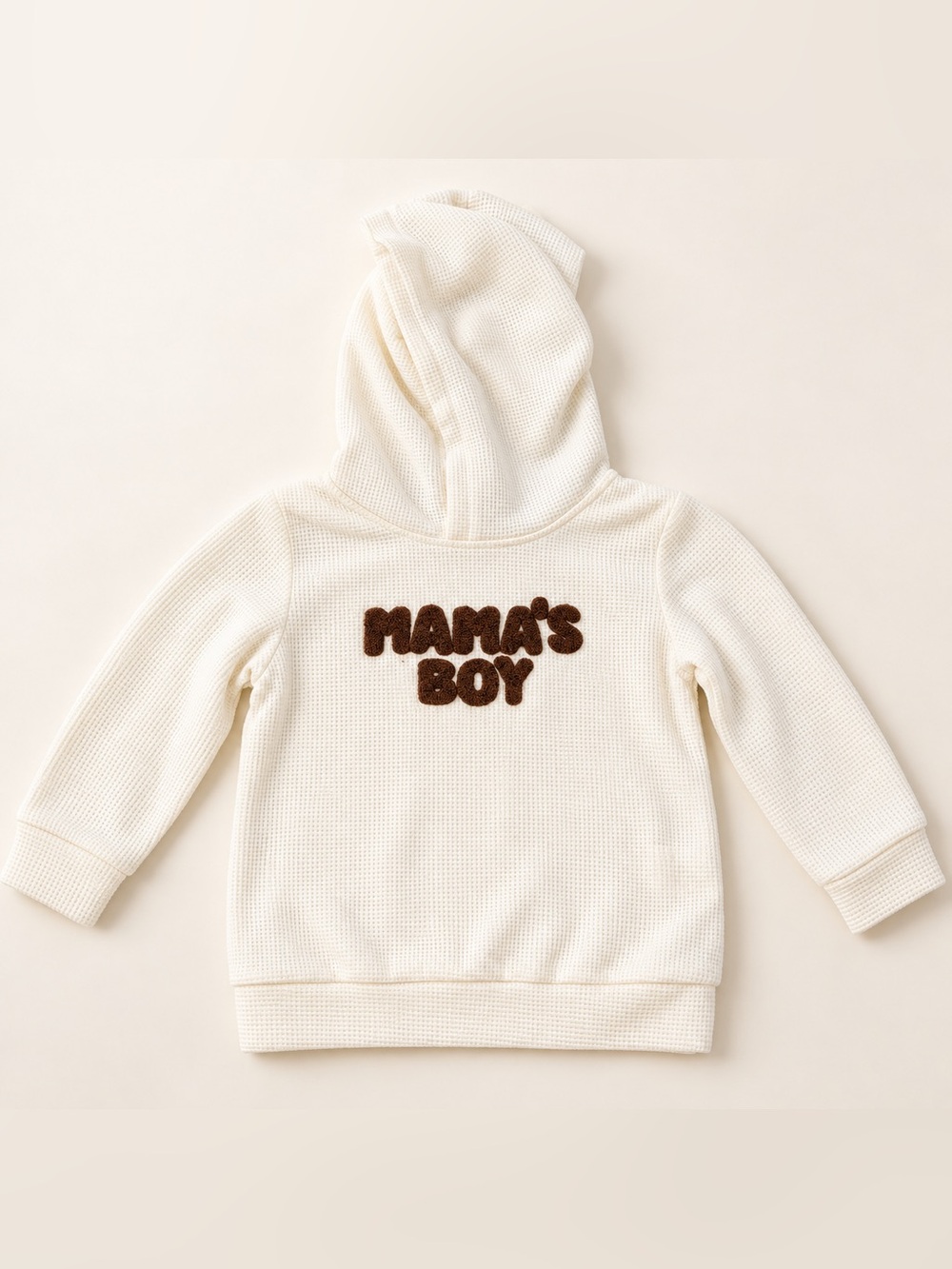 Kids Mama’s Boy Cream Waffle-Knit Hoodie Size 2-3Y
